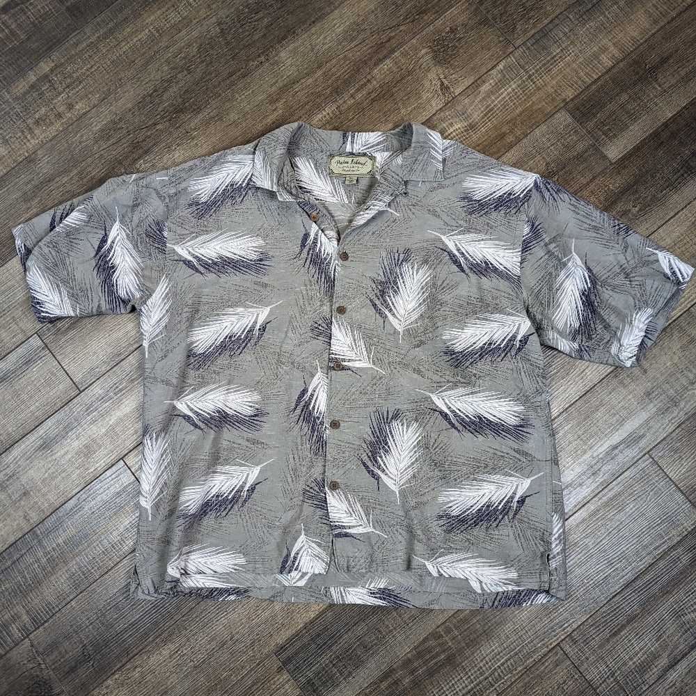 Palm Island Green Hawaiian Fern Button Down Short Sleeve Shirt Size XXL